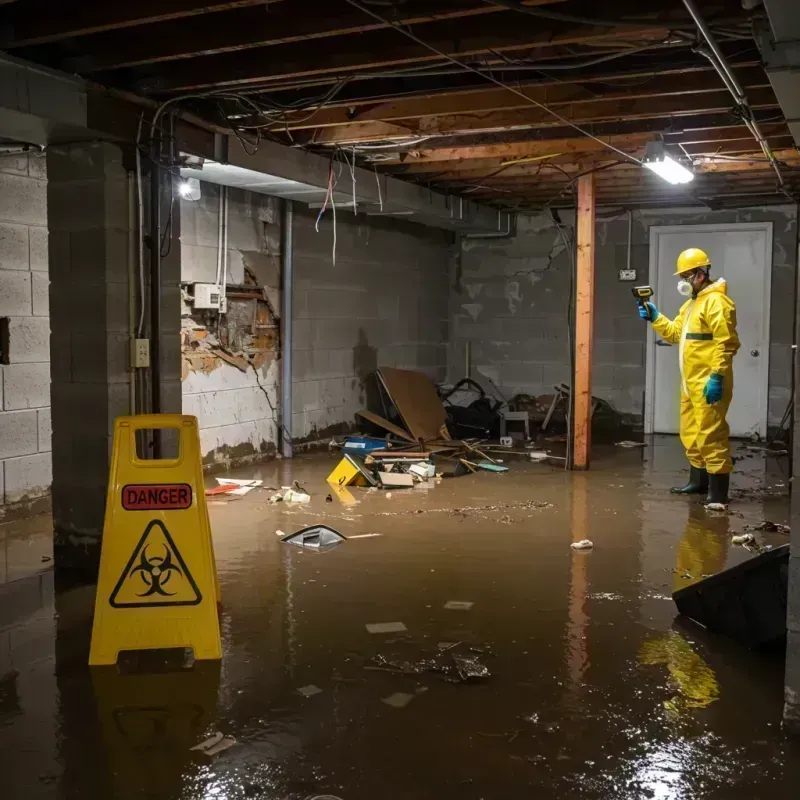 Flooded Basement Electrical Hazard in Allouez, WI Property